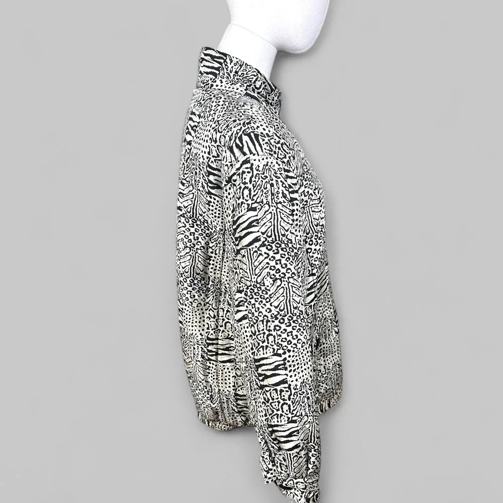 Anna and Frank Abstract‎ Animal Print Silk Blend Bomber Jacket Size S